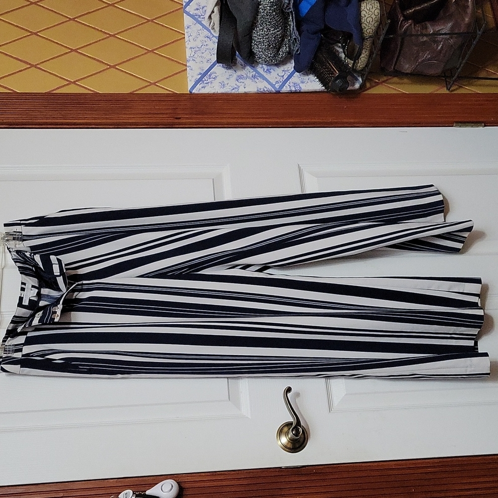 Dressy striped wide leg pants